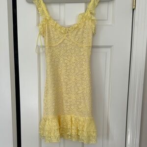 Hello Molly Yellow Lace Dress with Ruffle Details